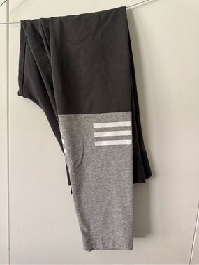 Adidas gray athletic Leggings with white stripes